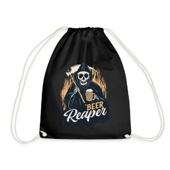 Beer Reaper Alcohol Beer Drinking Skeleton Grim Re - Drawstring Bag - black - Front