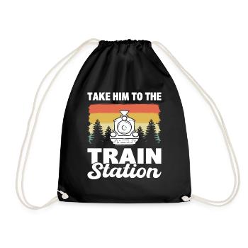 Take Him To The Train Station Engineman - Drawstring Bag - black - Front