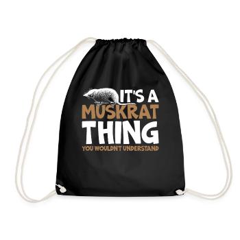 Retro muskrat - Drawstring Bag - black - Front