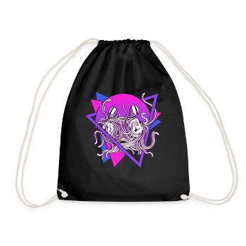 Fliegendes Spaghettimonster FSM Pastafarian Retro - Turnbeutel - Schwarz - Vorne