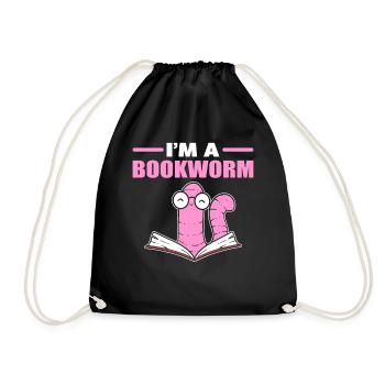 I'm A Bookworm Buchliebhaber - Turnbeutel - Schwarz - Vorne