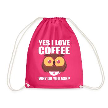 Eulen Kaffeeliebhaber Kaffee - Turnbeutel - Fuchsia - Vorne