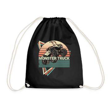 Monster Truck Retro - Drawstring Bag - black - Front