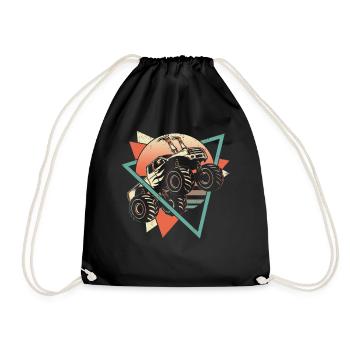 Monster Truck Retro - Drawstring Bag - black - Front