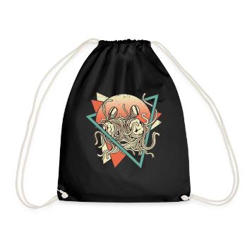 Fliegendes Spaghettimonster FSM Pastafarian Retro - Turnbeutel - Schwarz - Vorne