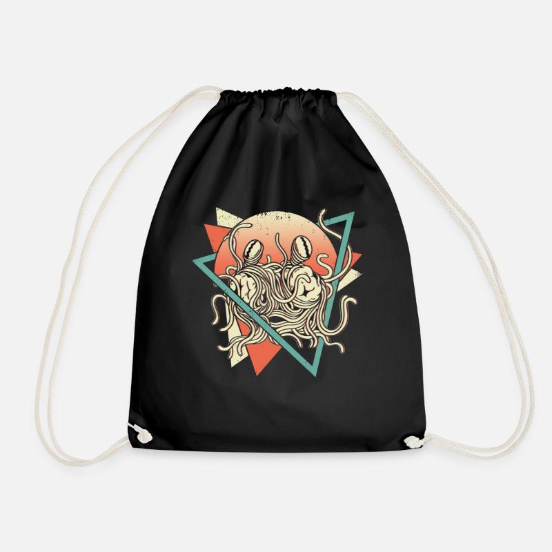 Fliegendes Spaghettimonster FSM Pastafarian Retro - Turnbeutel - Schwarz
