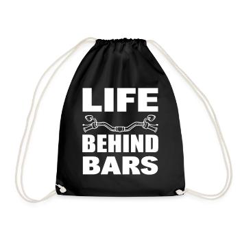 Life Behind Bars Motorradfahrer - Turnbeutel - Schwarz - Vorne