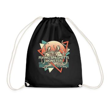 Fliegendes Spaghettimonster FSM Pastafarian Retro - Turnbeutel - Schwarz - Vorne