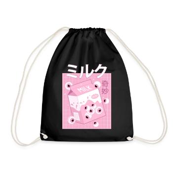 Weirdcore Ästhetisch Japanisch Kawaii Niedlich Mil - Turnbeutel - Schwarz - Vorne