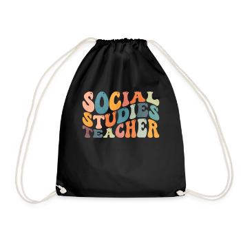 Groovy Social Studies Teacher History Lesson - Drawstring Bag - black - Front