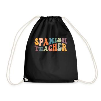 Groovy Spanish Teacher Maestra Bilingual Teacher - Drawstring Bag - black - Front