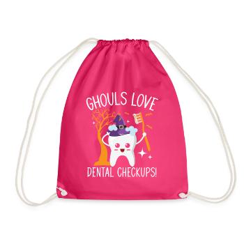 Ghosts love dental exams! - Drawstring Bag - fuchsia - Front