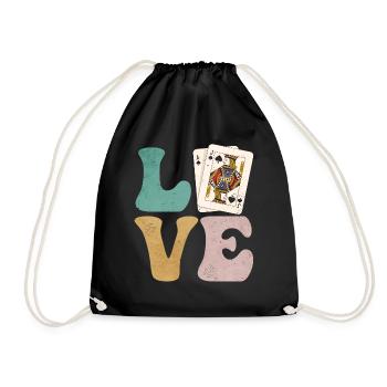 Blackjack Glücksspiel Karten - Turnbeutel - Schwarz - Vorne