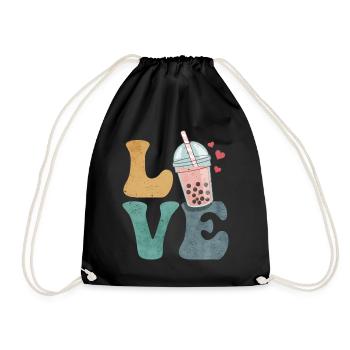 Boba Tea Bubble Tea Milk Tea - Drawstring Bag - black - Front