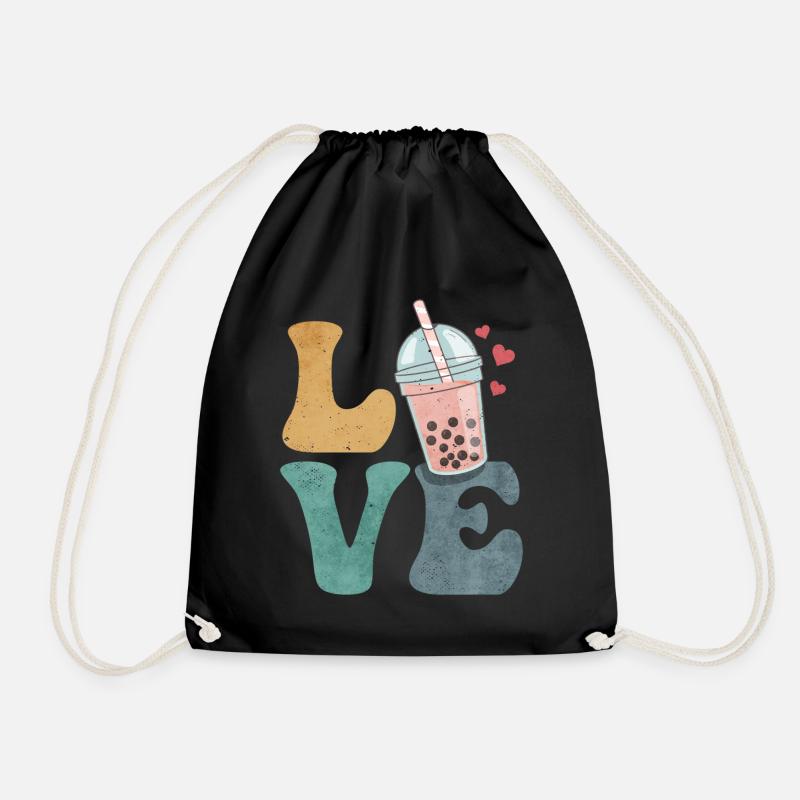 Boba Tee Bubble Tea Milchtee - Turnbeutel - Schwarz