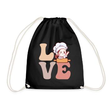 Bread baker Baking bread - Drawstring Bag - black - Front