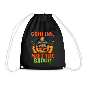 Goblins, hit the service badge! Policeman Halloween - Drawstring Bag - black - Front