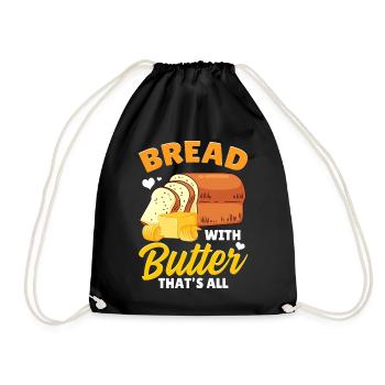 Funny bread baking baker - Drawstring Bag - black - Front