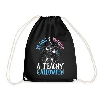Köpfchen & Besen: Eine schaurig-schöne Halloween-L - Turnbeutel - Schwarz - Vorne