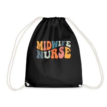Groovy Hebamme Krankenschwester Labor Entbindung K - Turnbeutel - Schwarz - Vorne