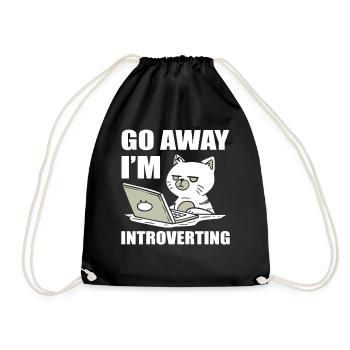 Go Away I'm Introverting Katzenmama - Turnbeutel - Schwarz - Vorne