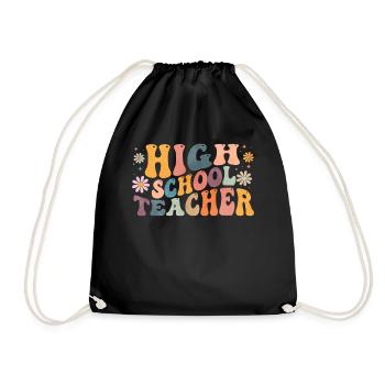 Groovy High School Teacher Highschool Teaching - Drawstring Bag - black - Front