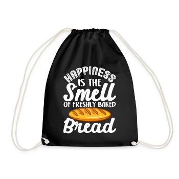 Funny bread baking baker - Drawstring Bag - black - Front