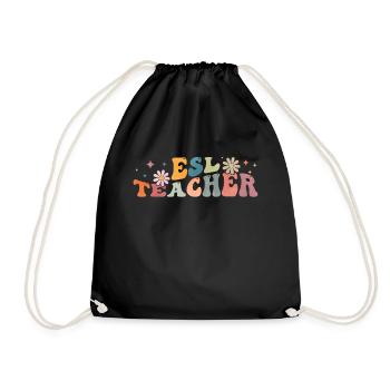 Groovy Esl Teacher English as a Second Language - Drawstring Bag - black - Front