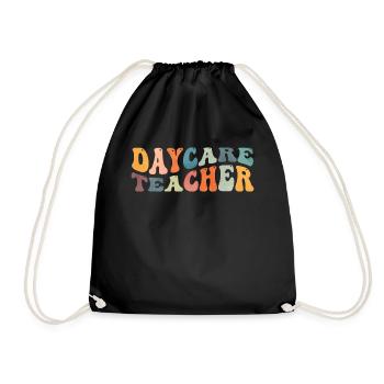 Groovy Daycare Teacher Provider Childcare - Drawstring Bag - black - Front