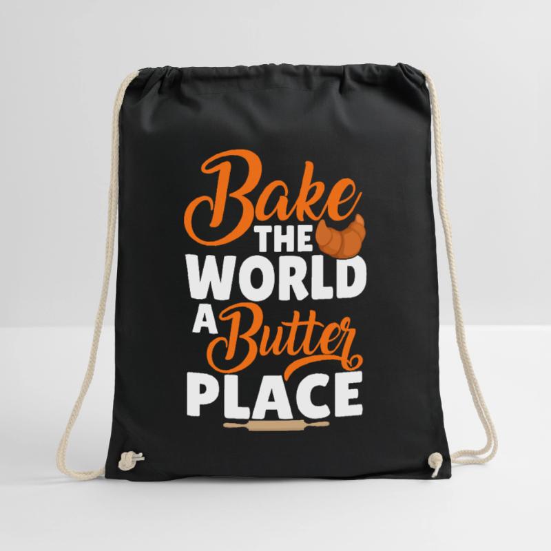 Funny bread baking baker Drawstring Bag