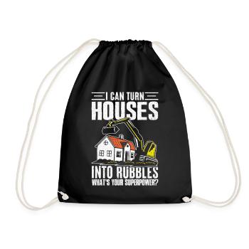 Fun day of house demolition - Drawstring Bag - black - Front