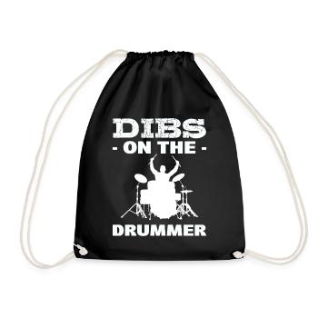 Dibs On The Drummer Schlagzeuger - Turnbeutel - Schwarz - Vorne