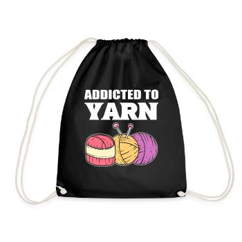 Addicted To Yarn Häkeln - Turnbeutel - Schwarz - Vorne