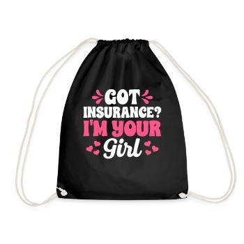 Funny insurance broker - Drawstring Bag - black - Front