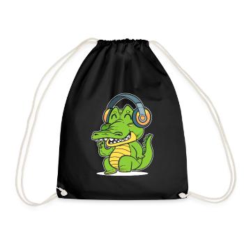 DJ Crocodile Discjockey - Turnbeutel - Schwarz - Vorne