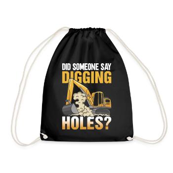 Funny Excavator Driver Heavy Equipment HEO - Drawstring Bag - black - Front