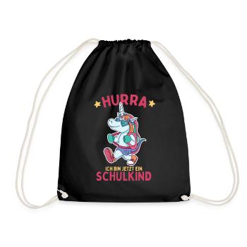 Hurra ich bin jetzt ein Schulkind - Turnbeutel - Schwarz - Vorne