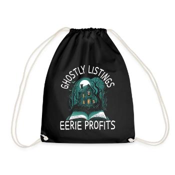 Spooky listings, scary profits, real estate - Drawstring Bag - black - Front