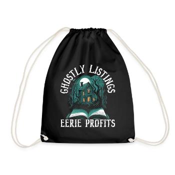 Spooky listings scary profits brokers - Drawstring Bag - black - Front
