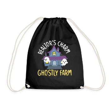 Real Estate Agent Charm Ghostly Farm Immobilienmak - Drawstring Bag - black - Front
