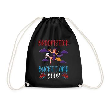 Broomstick Bucket and Boos Caretaker Halloween - Drawstring Bag - black - Front