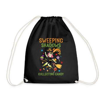Sweeping Shadows Collecting Candy Halloween - Drawstring Bag - black - Front