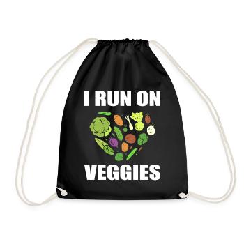 I Run On Veggies Vegan - Turnbeutel - Schwarz - Vorne