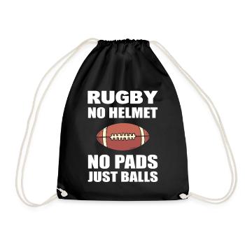 Rugby No Helmet No Pads Just Balls Rugby Spieler - Turnbeutel - Schwarz - Vorne