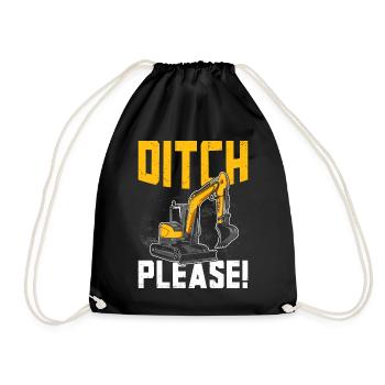Funny Excavator Driver Heavy Equipment HEO - Drawstring Bag - black - Front