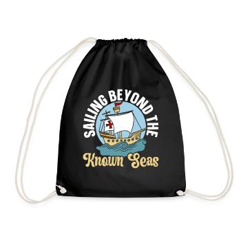 Sailing beyond the well-known seas Columbus Day - Drawstring Bag - black - Front