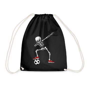 Dabbing skeleton with football, Halloween - Drawstring Bag - black - Front