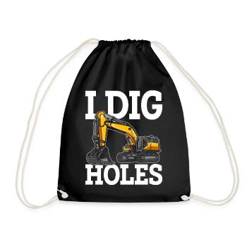 Funny Excavator Driver Heavy Equipment HEO - Drawstring Bag - black - Front