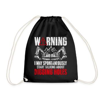 Funny Excavator Driver Heavy Equipment HEO - Drawstring Bag - black - Front