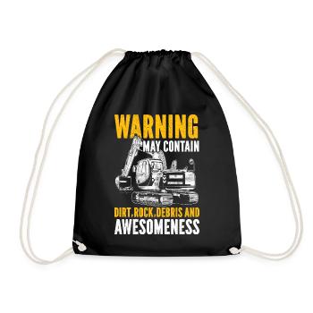 Funny excavator operator HEO - Drawstring Bag - black - Front